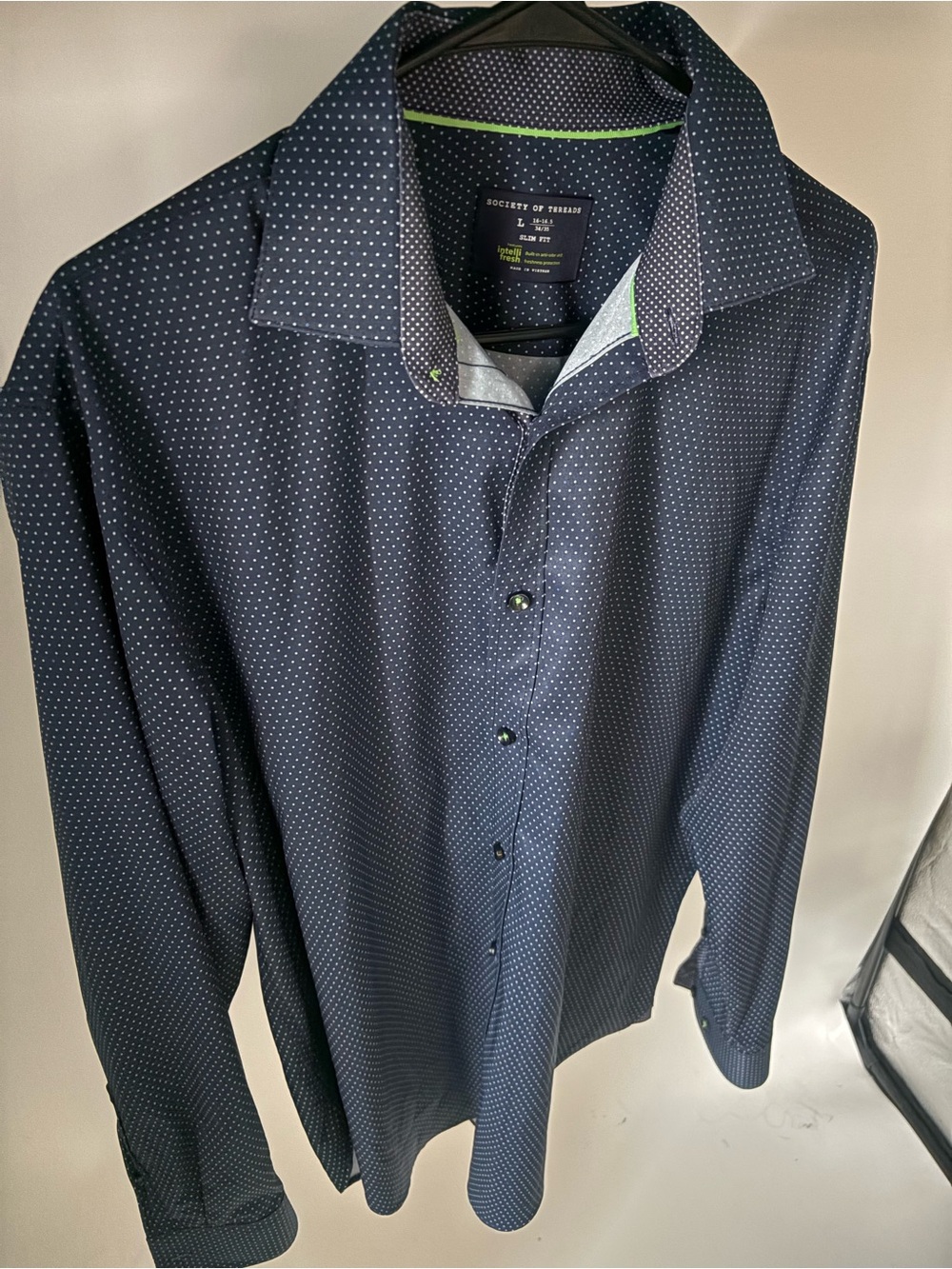 Society Of Threads Navy Micro Dot Dress Shirt